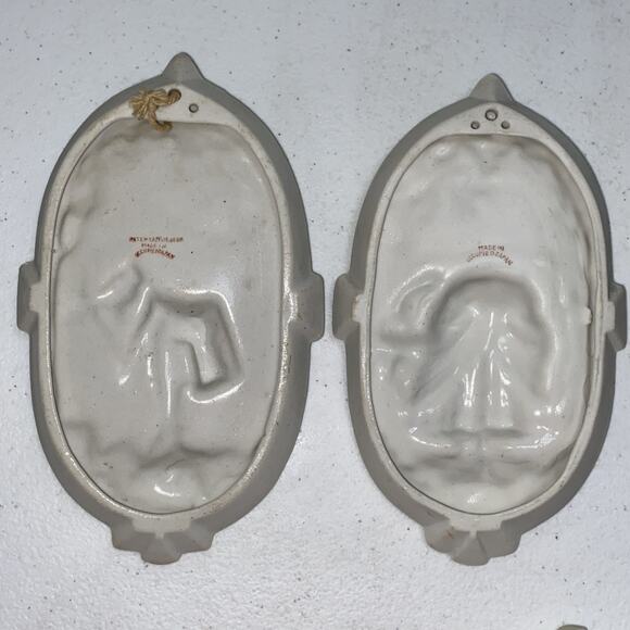 VTG Made In Occupied Japan Victorian Couples Bisque Wall Plaques Hangings Lot 5 - Picture 5 of 15